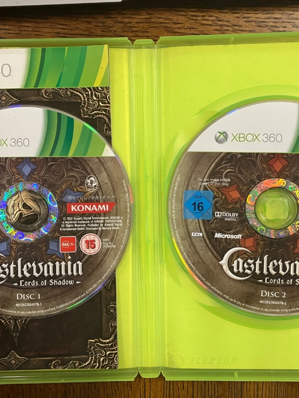 Vintage 2010 Xbox 360 Castlevania Lord of Shadows Video Game - 2 Disks